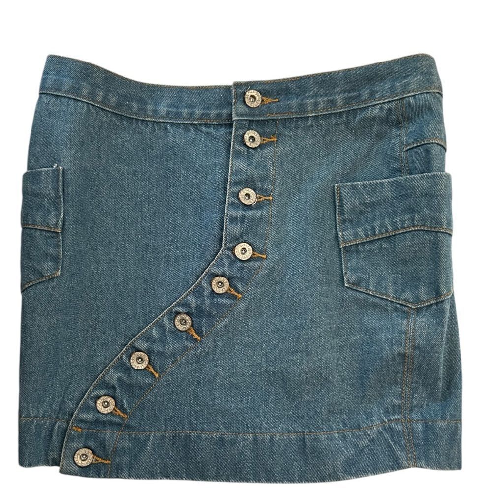 POL Button Front Denim Mini Skirt Size Small